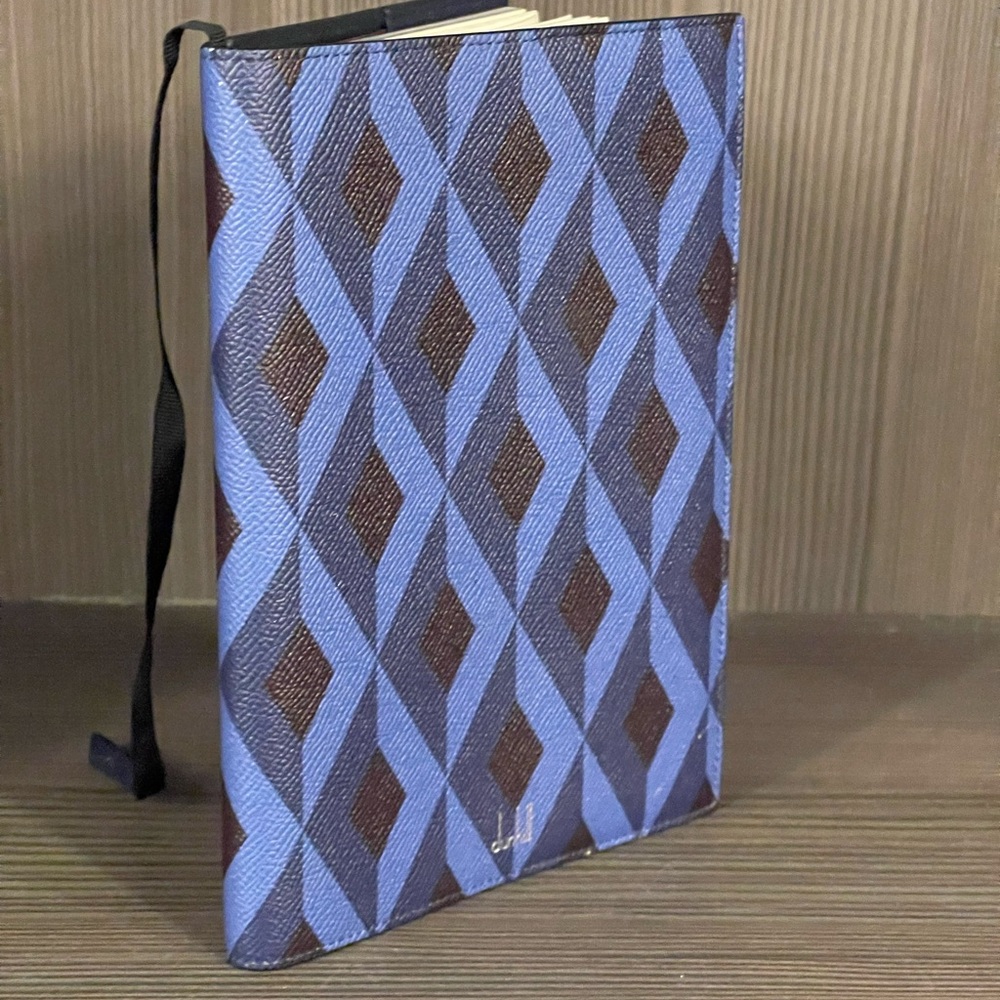 New Dunhill leather a5 notebook planner cover w/ box slate blue